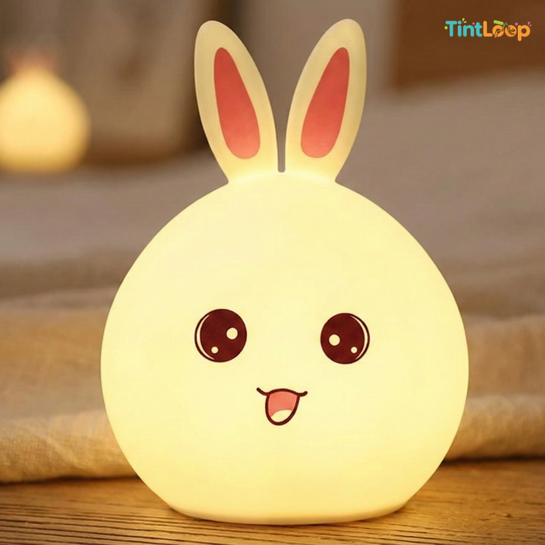 Rabbit Silicone LED Rechargeable Night Light – Tap Control | 7 Color Modes | Cute Bedside & Home Décor Light