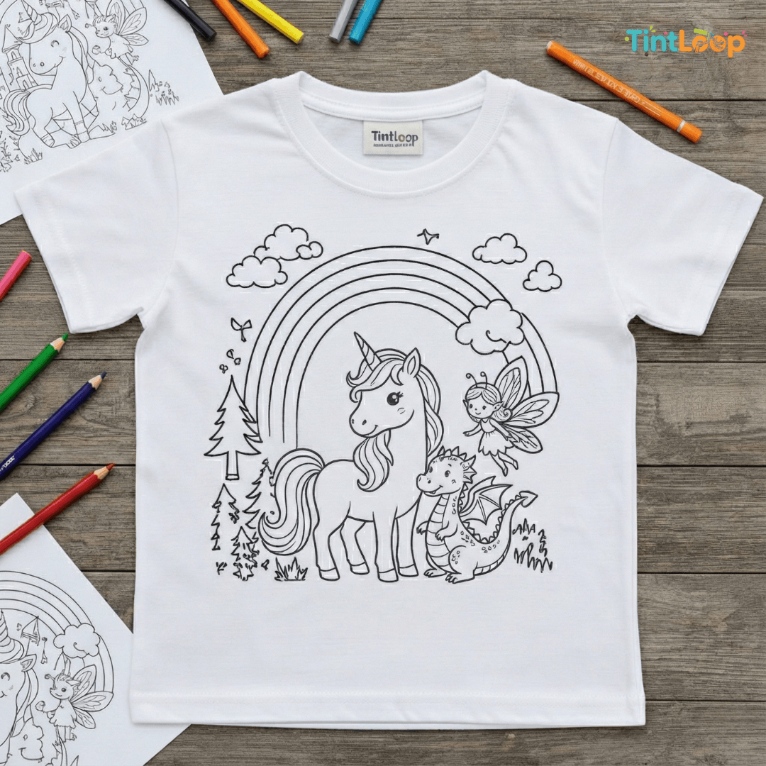 DIY Colouring T-Shirt Kit with 6 Washable Markers | Color, Wear, Wash & Repeat!