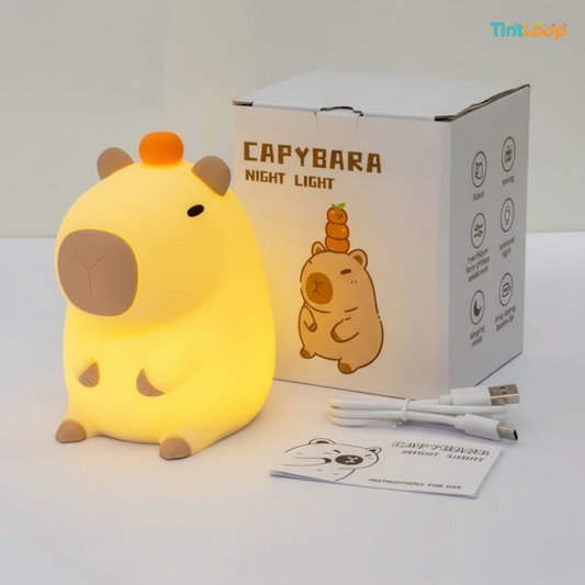 Cute Rechargeable Capybara Night Light | Soft Silicone & Tap Control