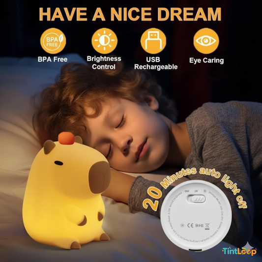 Cute Rechargeable Capybara Night Light | Soft Silicone & Tap Control