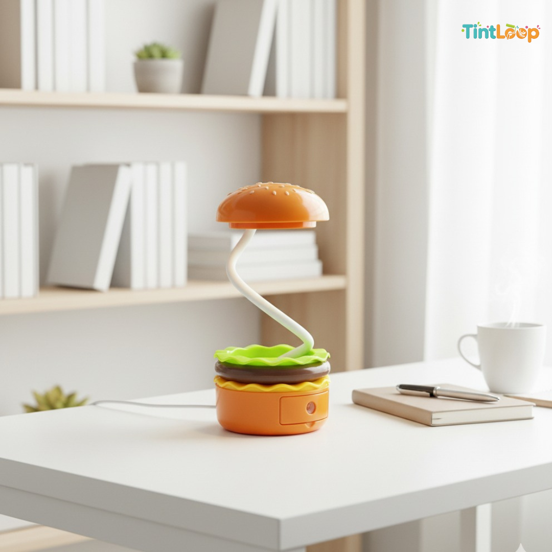 Bite-Sized Burger LED Desk Lamp | Rechargeable with Sharpener