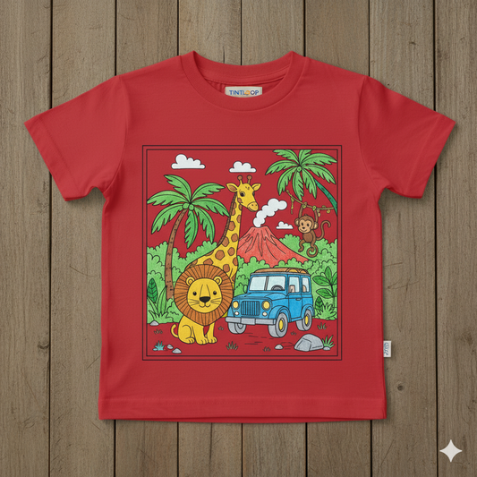Kids DIY Jungle Safari Coloring T-Shirt – With Sketch Pens