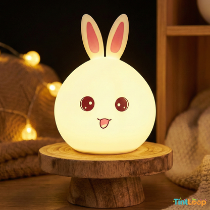 Rabbit Silicone LED Rechargeable Night Light – Tap Control | 7 Color Modes | Cute Bedside & Home Décor Light