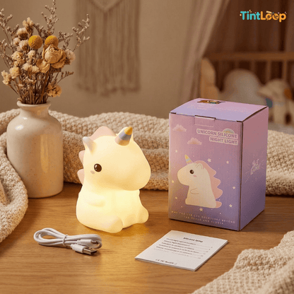 Unicorn Silicone Rechargeable LED Night Light – Tap Control | 7 Color Modes | Soft Lamp