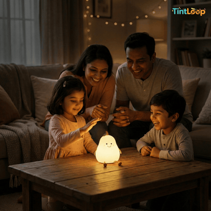 Cute Pear Rechargeable LED Silicone Night Light – Tap Control | 7 Colour Modes | Bedside & Home Décor Light