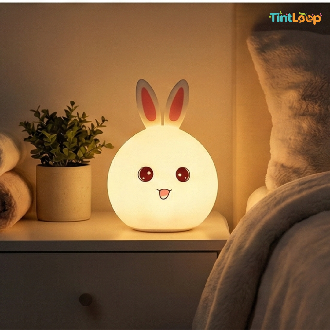 Rabbit Silicone LED Rechargeable Night Light – Tap Control | 7 Color Modes | Cute Bedside & Home Décor Light