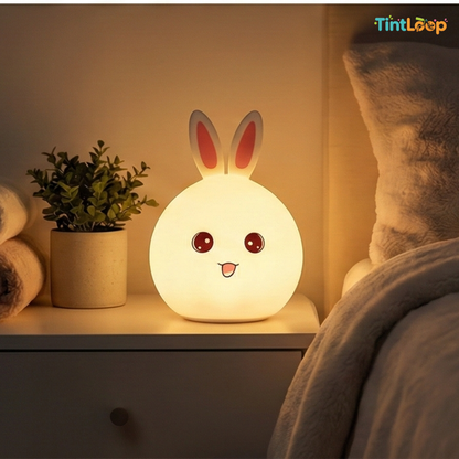 Rabbit Silicone LED Rechargeable Night Light – Tap Control | 7 Color Modes | Cute Bedside & Home Décor Light