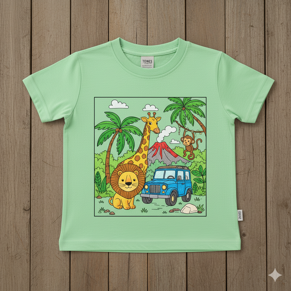 Kids DIY Jungle Safari Coloring T-Shirt – With Sketch Pens