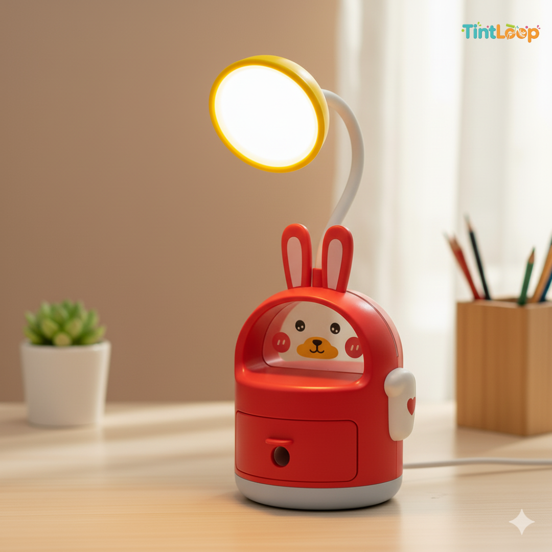 2-in-1 Rechargeable LED Bunny Desk Lamp with Sharpener