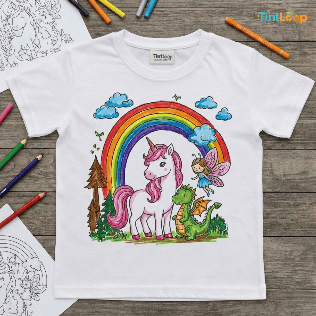 DIY Colouring T-Shirt Kit with 6 Washable Markers | Color, Wear, Wash & Repeat!