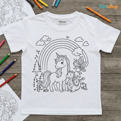 DIY Colouring T-Shirt Kit with 6 Washable Markers | Color, Wear, Wash & Repeat!