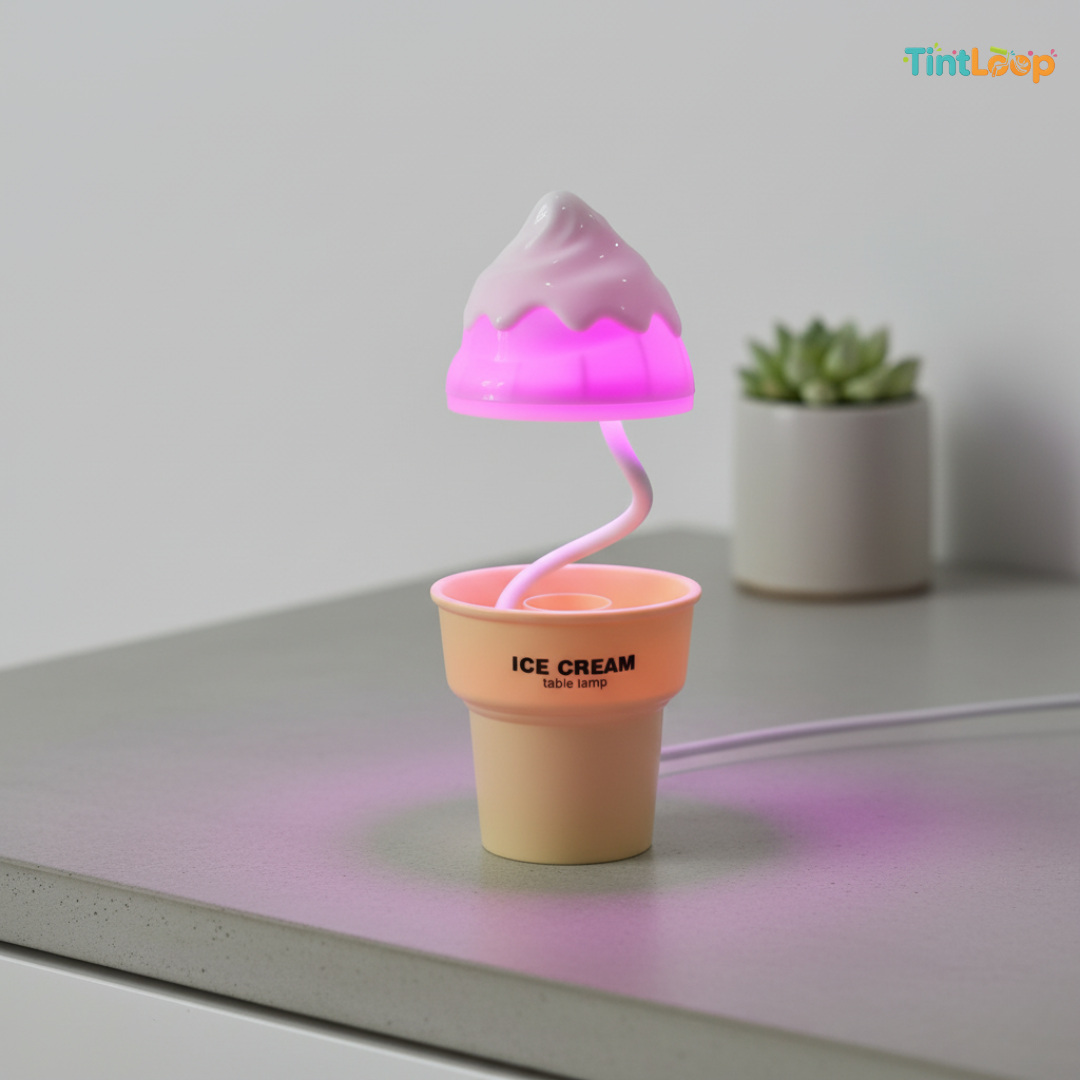 Rechargeable 2-in-1 LED Ice Cream Desk Lamp with Sharpener