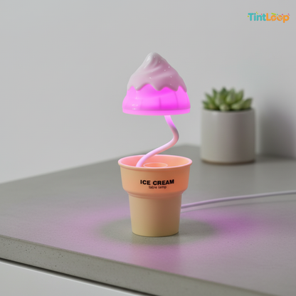 Rechargeable 2-in-1 LED Ice Cream Desk Lamp with Sharpener
