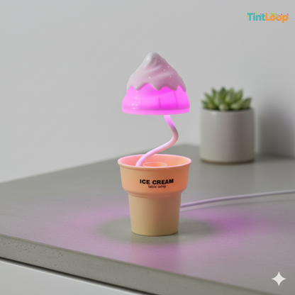 2-in-1 Rechargeable LED Ice Cream Desk Lamp with Sharpener