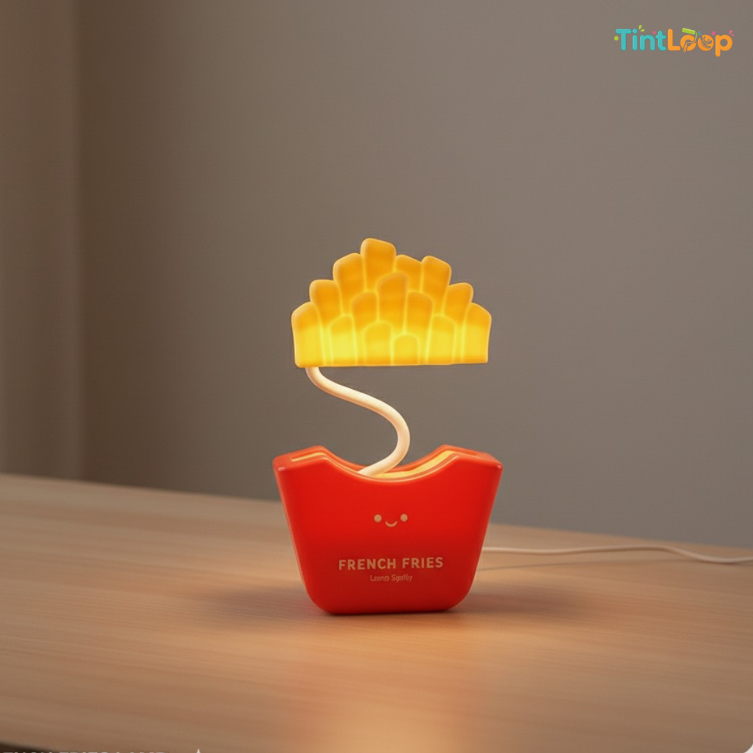Cute French Fries LED Desk Lamp | Flexible Neck & USB Rechargeable