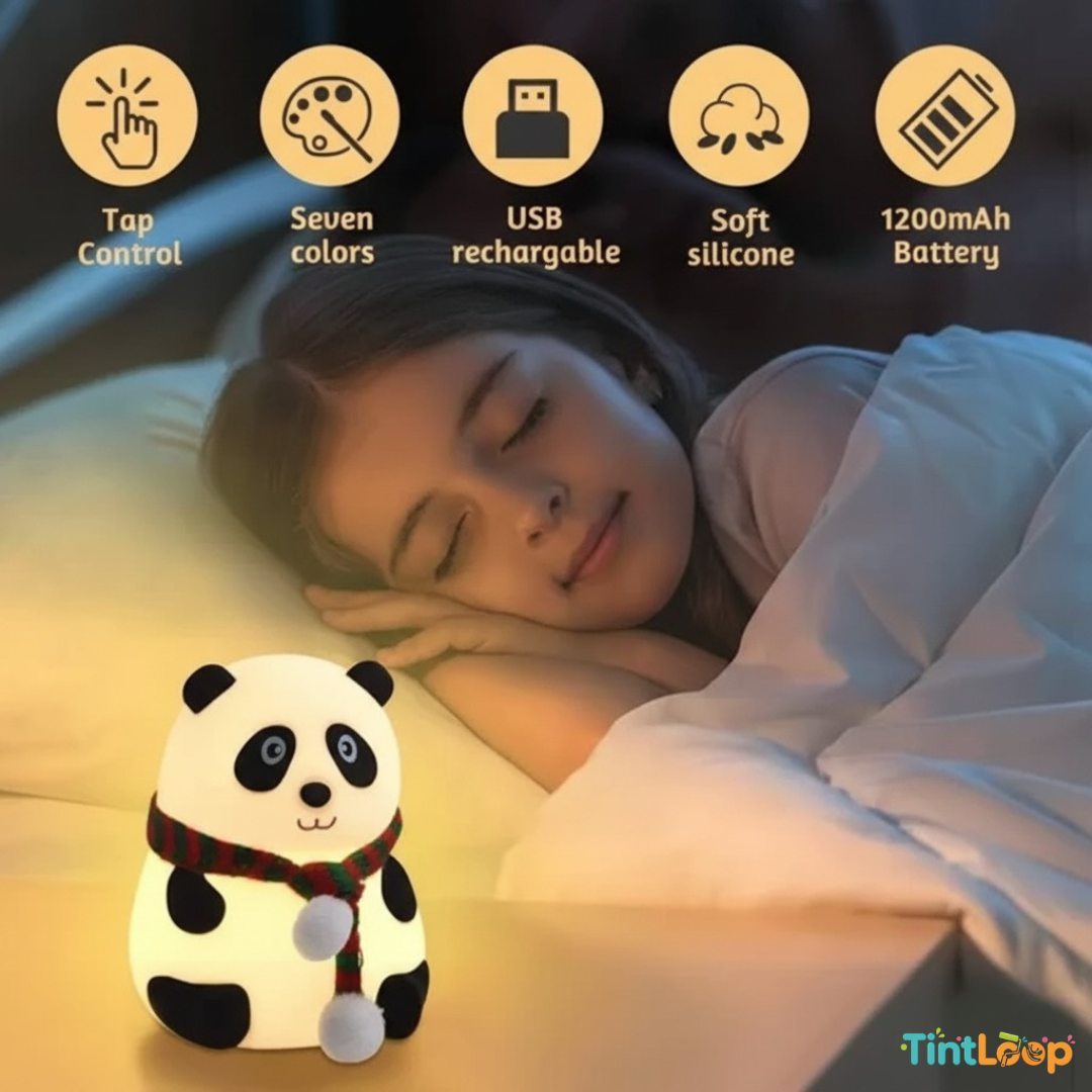 Cute Rechargeable Panda LED Night Light | Soft Silicone & Tap Control