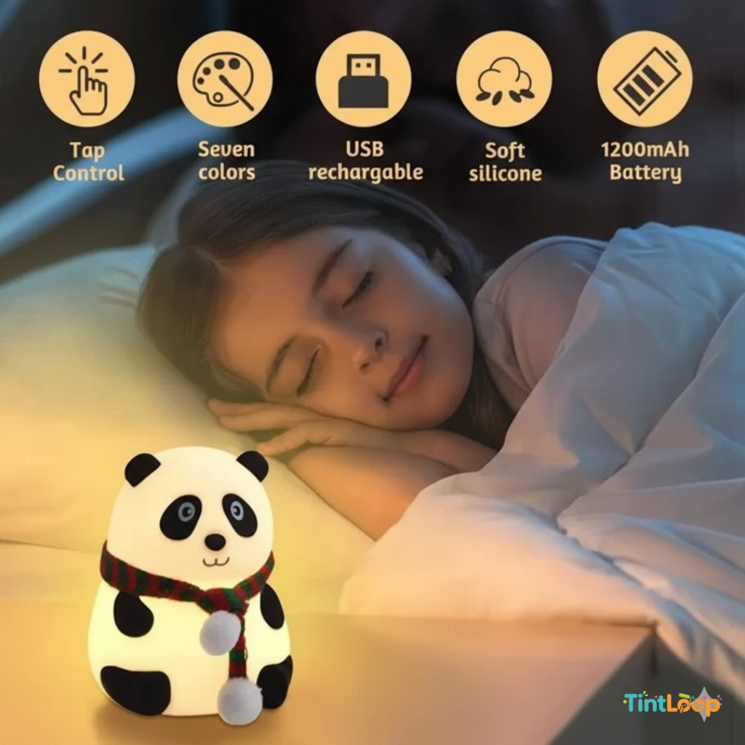 Cute Rechargeable Panda LED Night Light | Soft Silicone & Tap Control