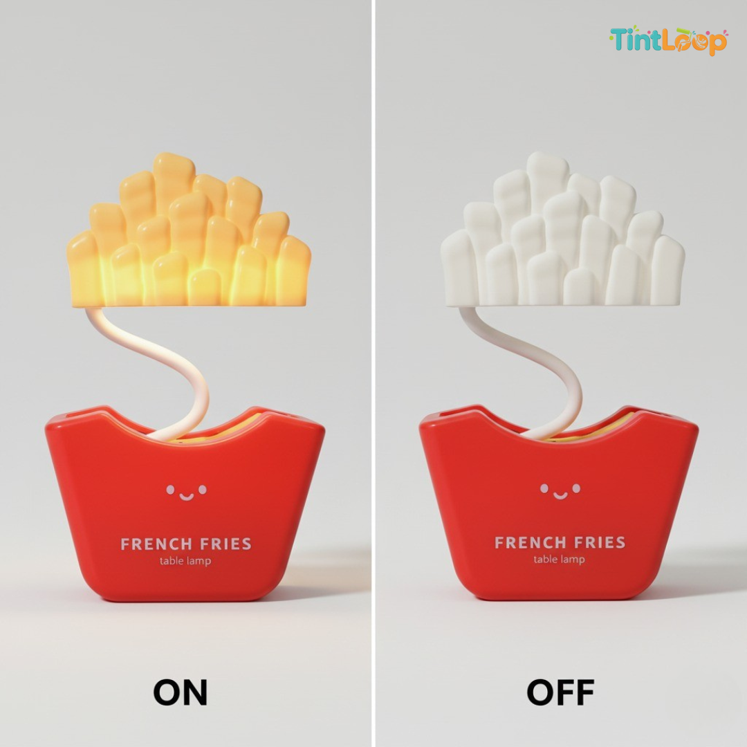 Cute French Fries LED Desk Lamp | Flexible Neck & USB Rechargeable