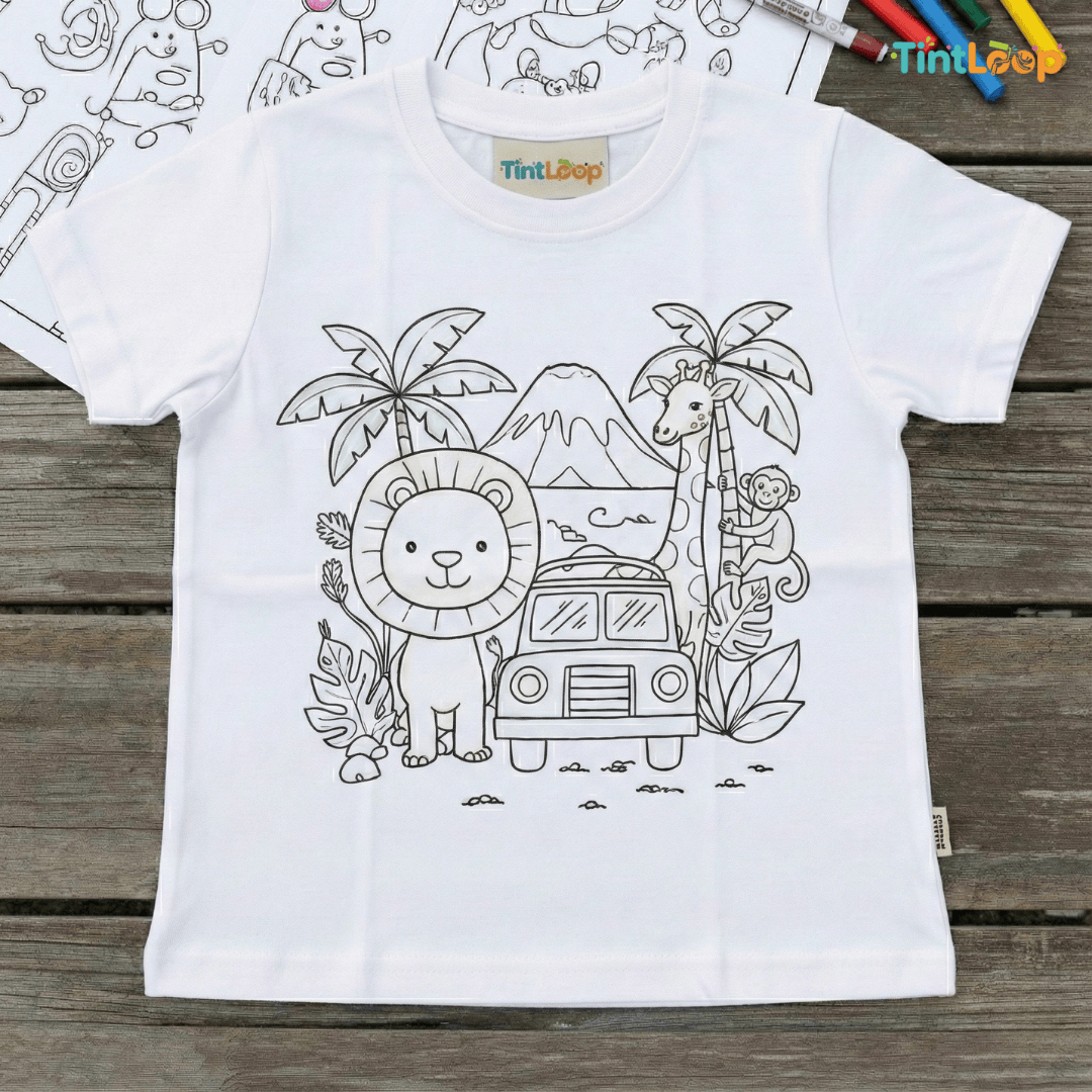 DIY Colouring T-Shirt Kit with 6 Washable Markers | Color, Wear, Wash & Repeat!