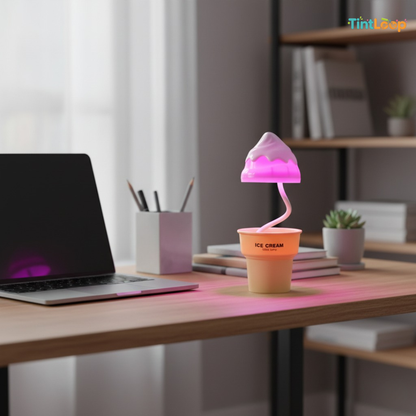 Rechargeable 2-in-1 LED Ice Cream Desk Lamp with Sharpener