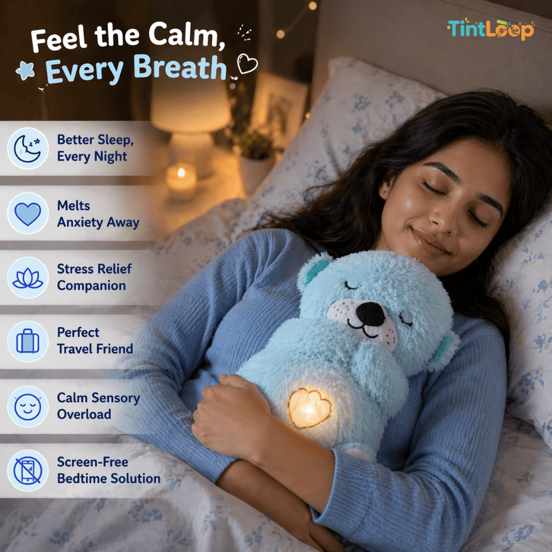 Breathing Teddy Bear Plush, Soft Glow, Sleep & Anxiety Relief
