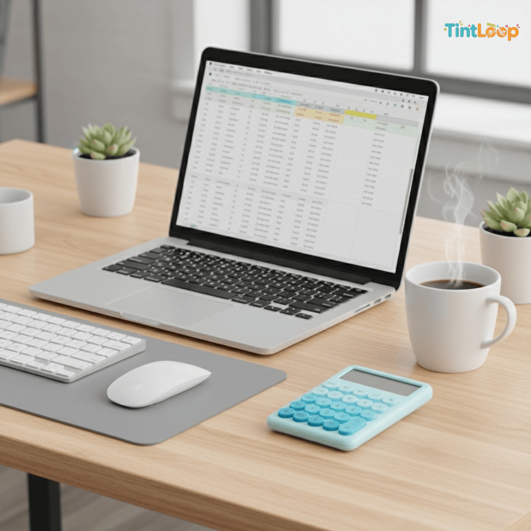 Aesthetic Cute Desk Calculator with Retro Round Keys