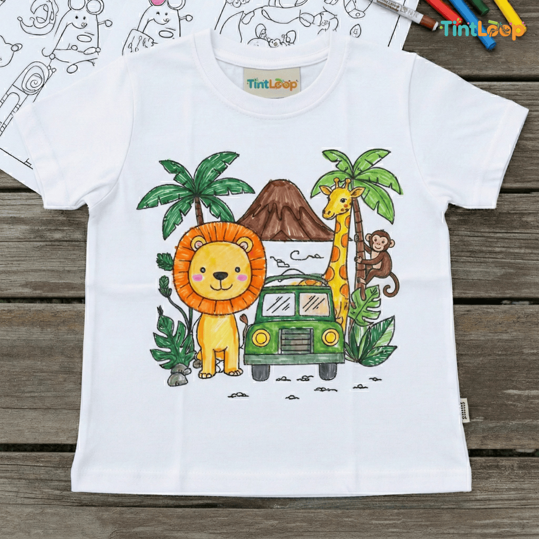 DIY Colouring T-Shirt Kit with 6 Washable Markers | Color, Wear, Wash & Repeat!