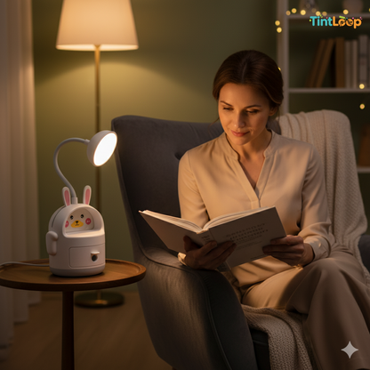 2-in-1 Rechargeable LED Bunny Desk Lamp with Sharpener