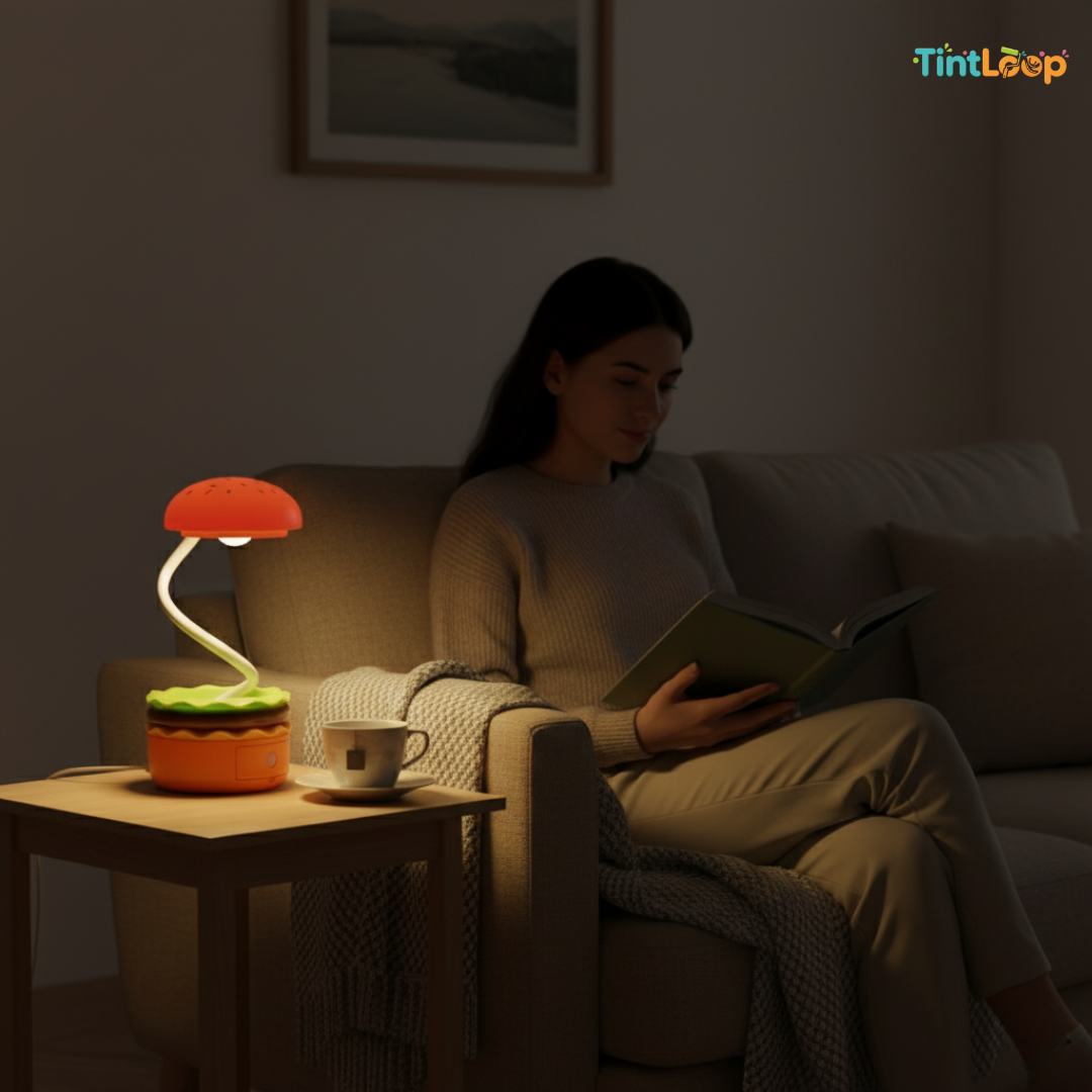 Bite-Sized Burger LED Desk Lamp | Rechargeable with Sharpener