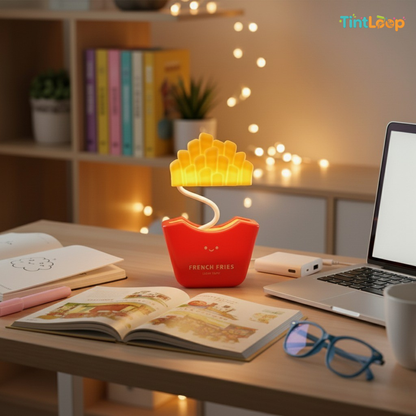 Cute French Fries LED Desk Lamp | Flexible Neck & USB Rechargeable