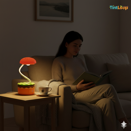 Bite-Sized Burger LED Desk Lamp | Rechargeable with Sharpener