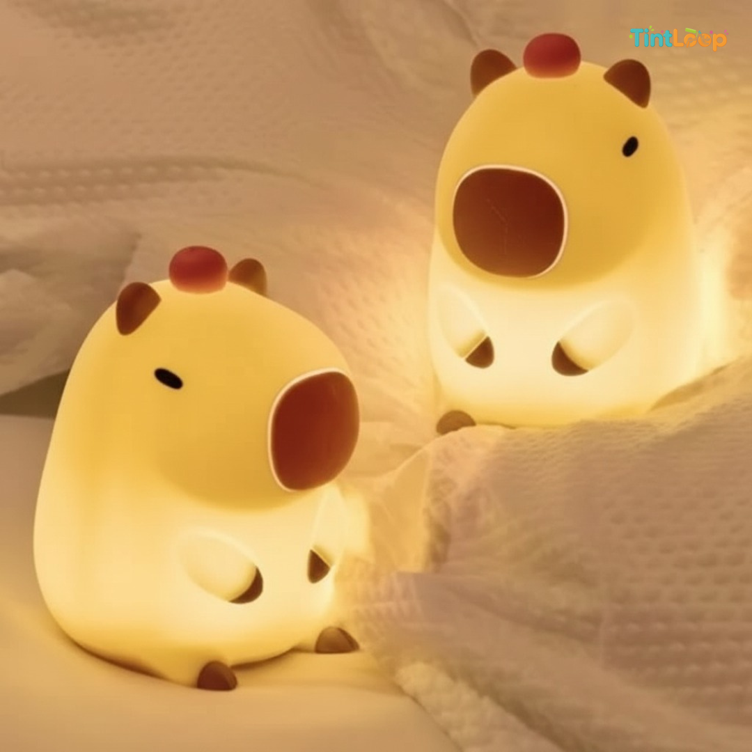 Cute Rechargeable Capybara Night Light | Soft Silicone & Tap Control
