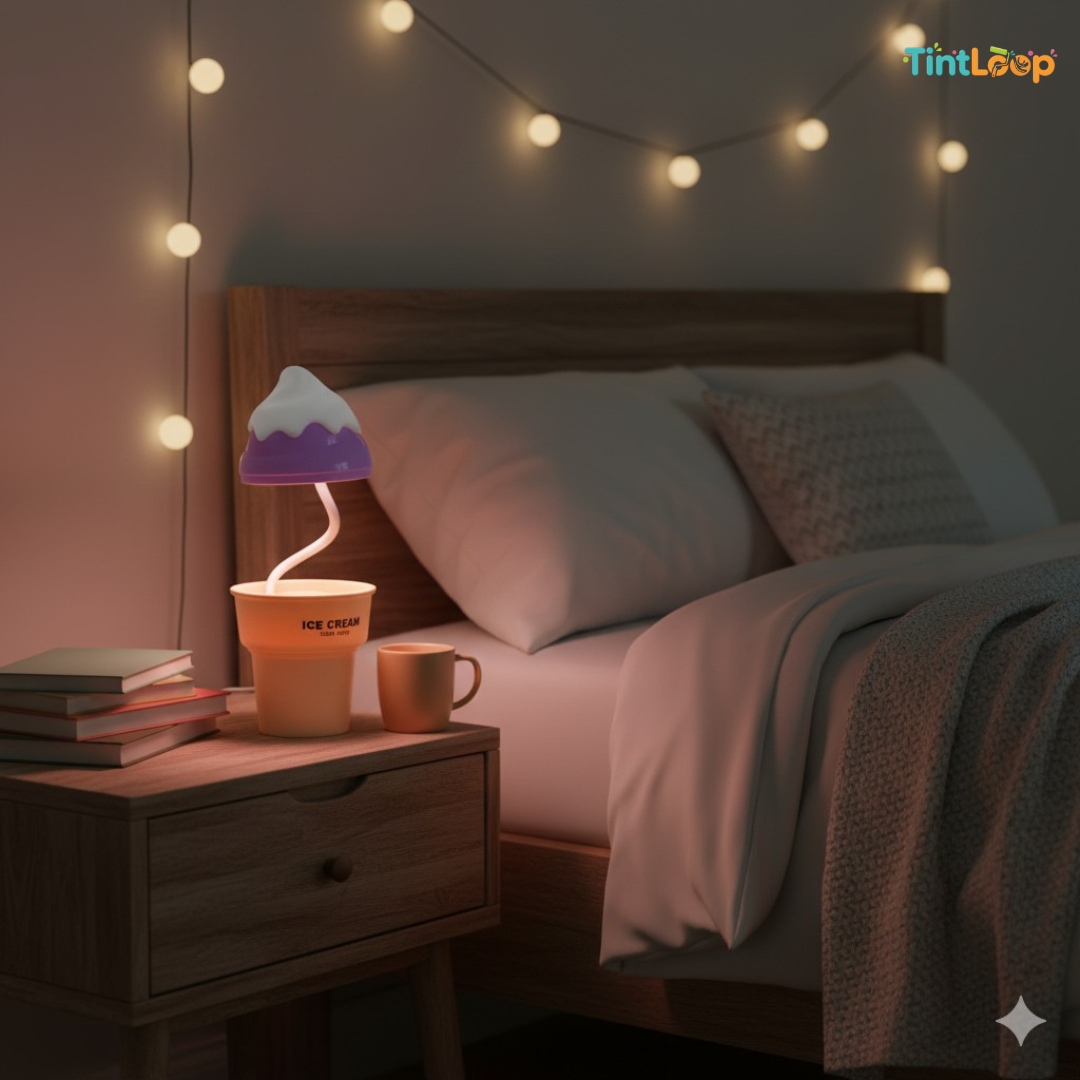 2-in-1 Rechargeable LED Ice Cream Desk Lamp with Sharpener