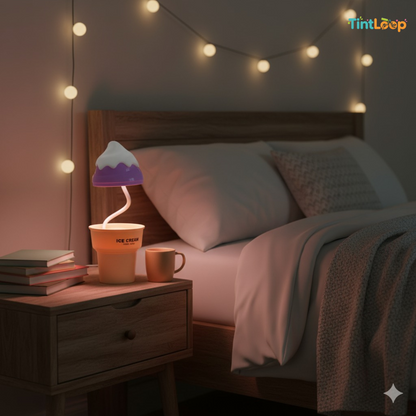 2-in-1 Rechargeable LED Ice Cream Desk Lamp with Sharpener