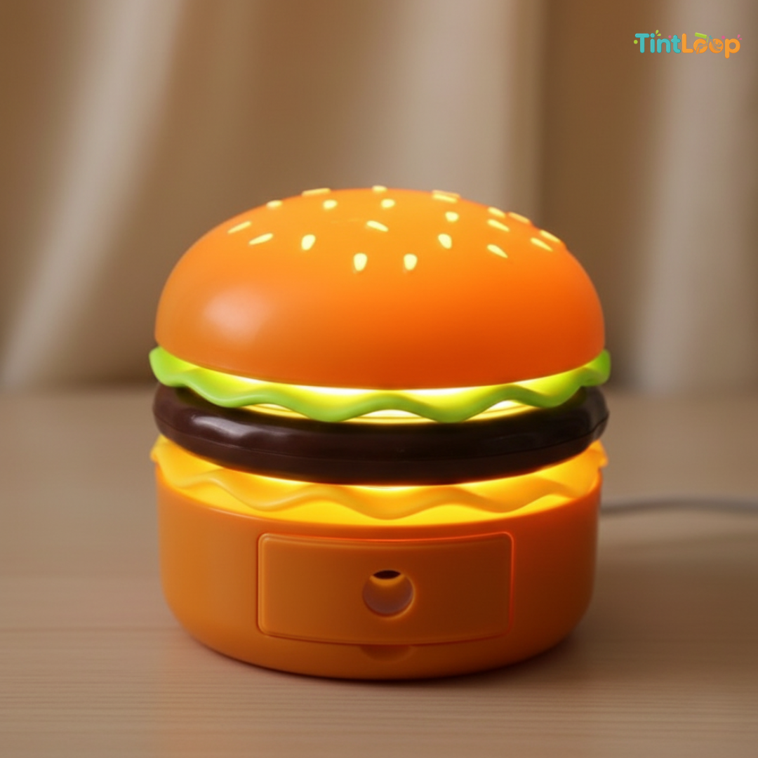Bite-Sized Burger LED Desk Lamp | Rechargeable with Sharpener