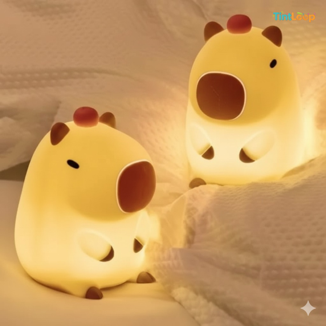 Cute Rechargeable Capybara Night Light | Soft Silicone & Tap Control