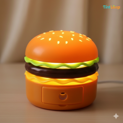 Bite-Sized Burger LED Desk Lamp | Rechargeable with Sharpener