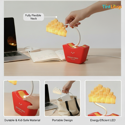 Cute French Fries LED Desk Lamp | Flexible Neck & USB Rechargeable