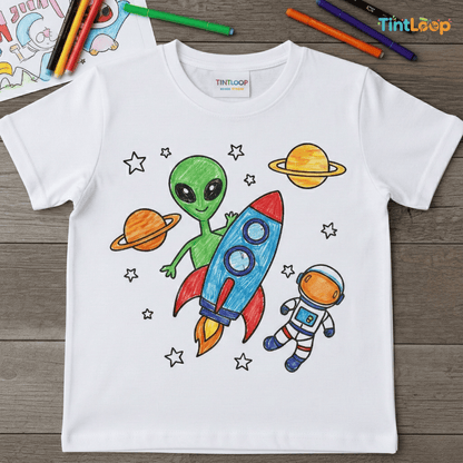 DIY Colouring T-Shirt Kit with 6 Washable Markers | Color, Wear, Wash & Repeat!