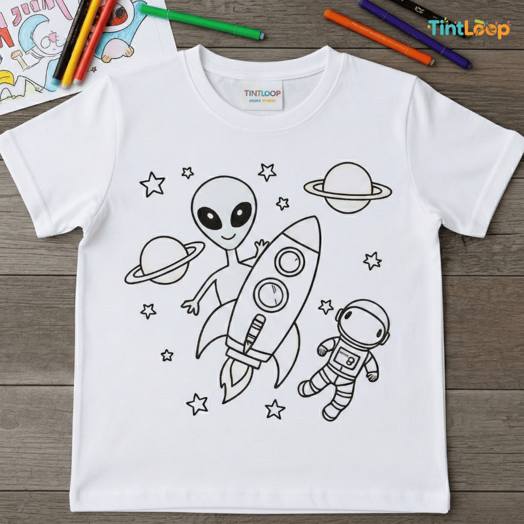 DIY Colouring T-Shirt Kit with 6 Washable Markers | Color, Wear, Wash & Repeat!