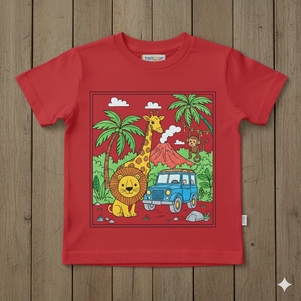 Kids DIY Jungle Safari Coloring T-Shirt – With Sketch Pens