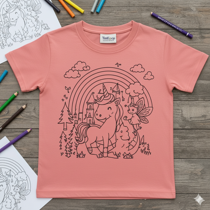 Kids DIY Magical Unicorn & Fairy Coloring T-Shirt – With Sketch Pens