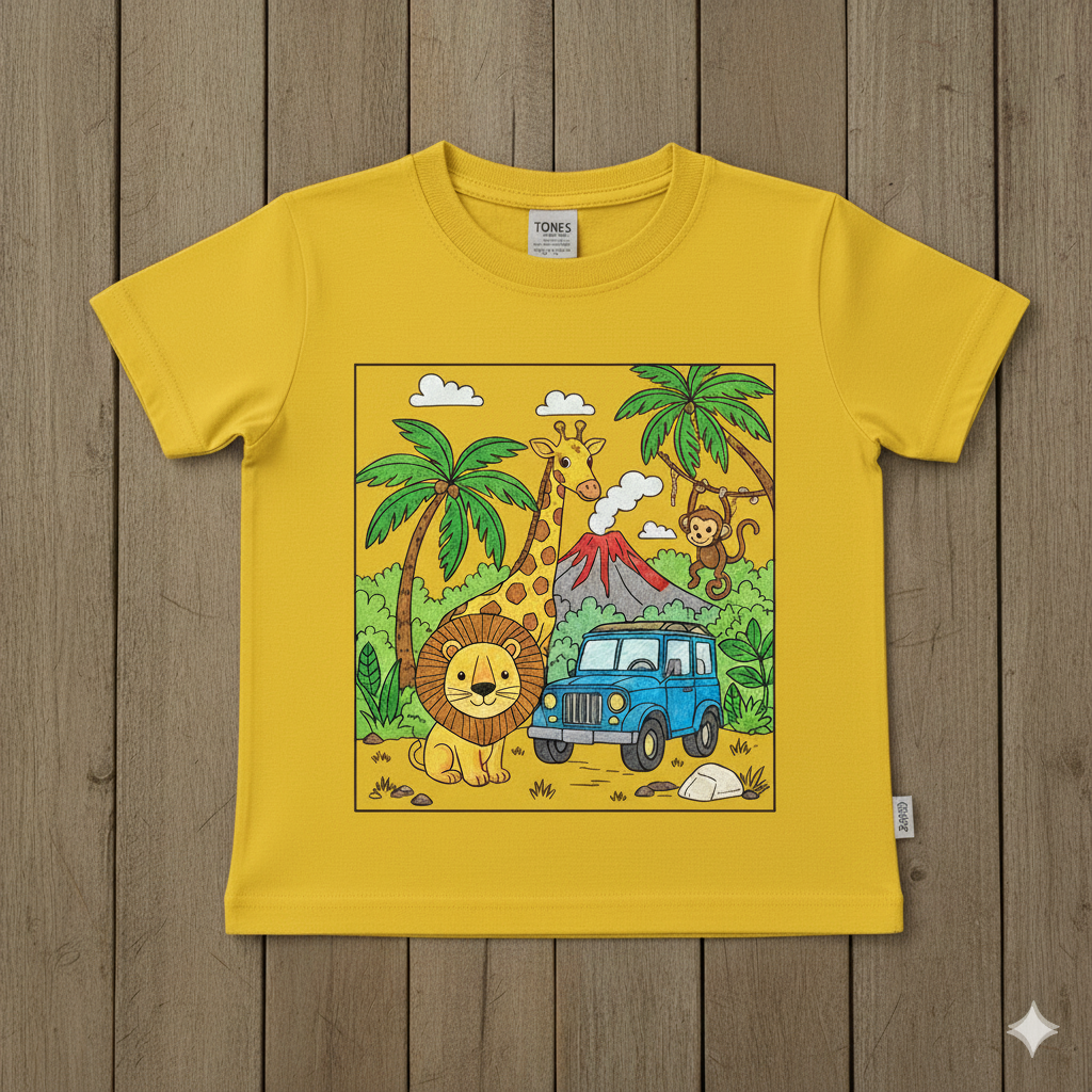 Kids DIY Jungle Safari Coloring T-Shirt – With Sketch Pens